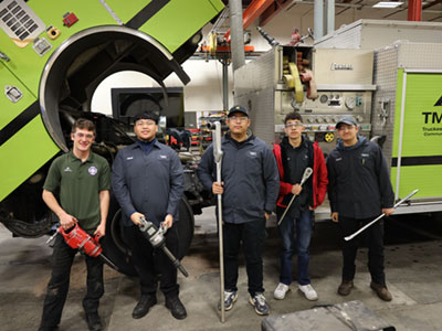 Students Working on Car