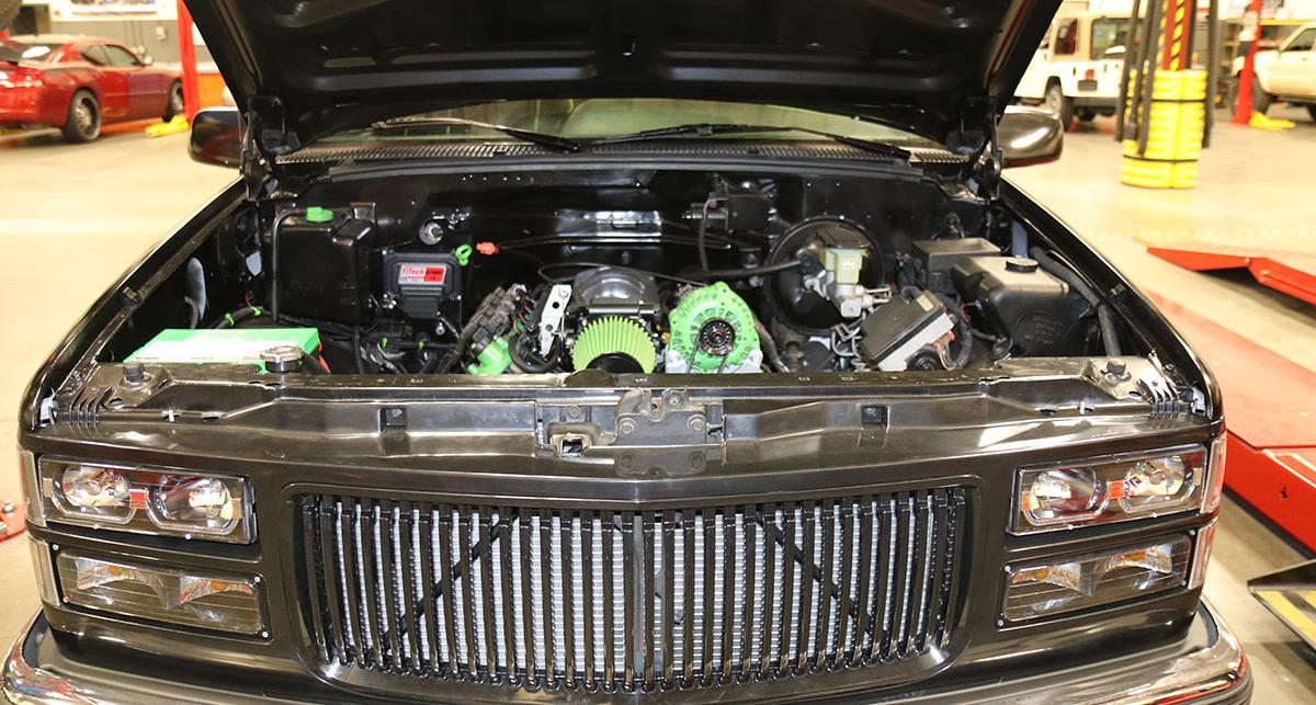 Interior of the truck engine.