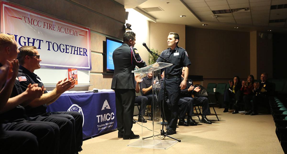 Kory Ricketts at the Fire Academy graduation.