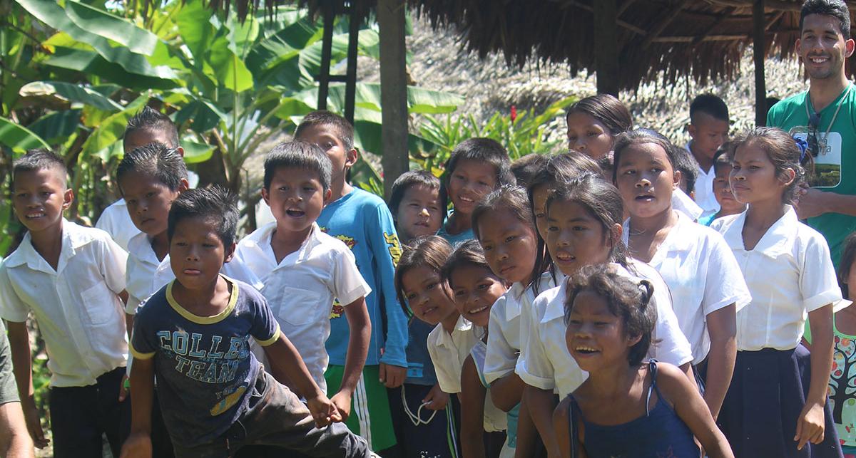 group of children in the village