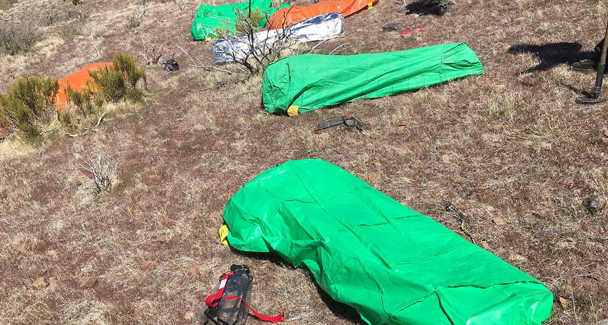 TMCC Basic Wildland Academy students practice shelter drills