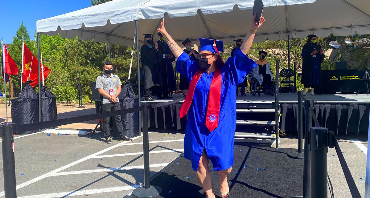 graduate celebrates at commencement