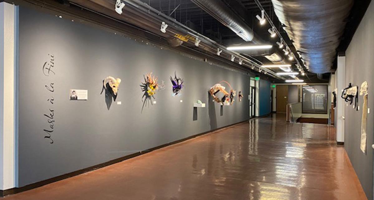 masks on display in the McNamara Gallery at UNR