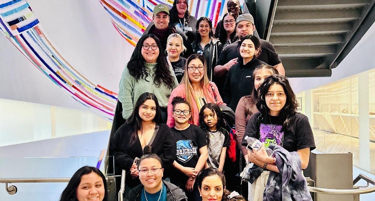 TRIO students, faculty and staff pictured in Donald W. Reynolds Grand Hall of Nevada Museum of Art.