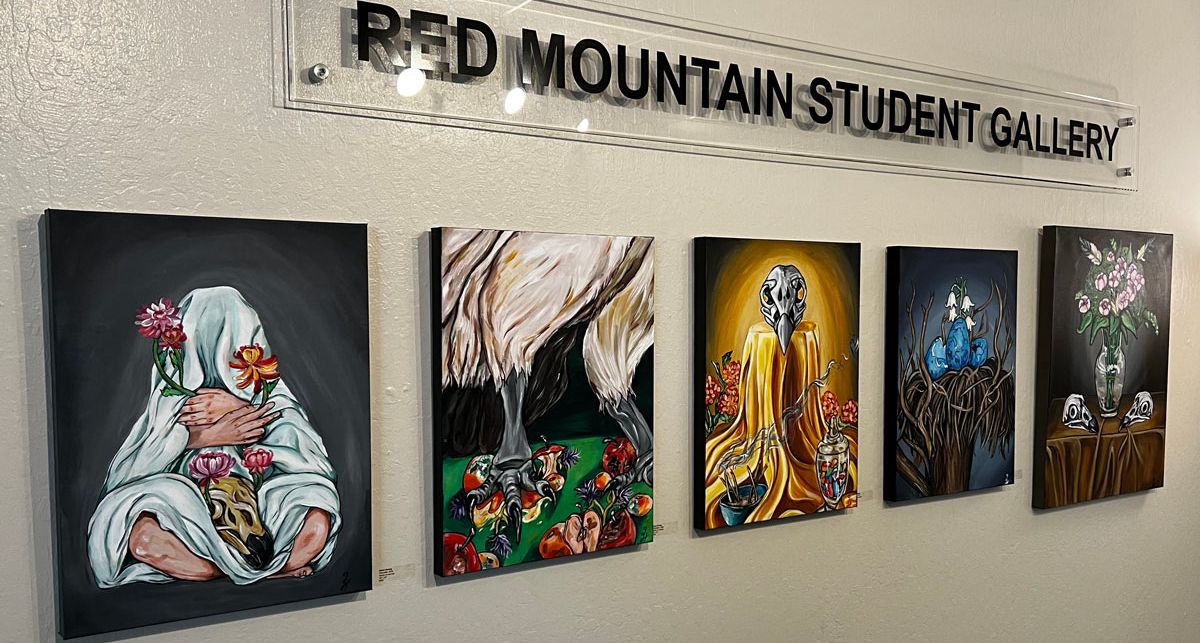 Red Mountain Student Gallery with Mixed Media Displays