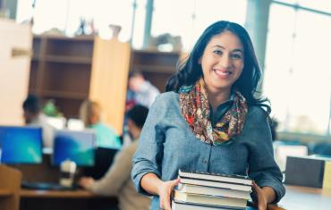 Student carrying books