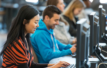 students working in a computer lab