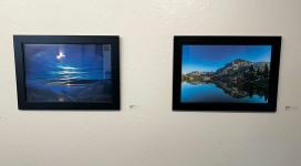 two framed photographs of night time scenes