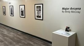 gallery with mixed media art